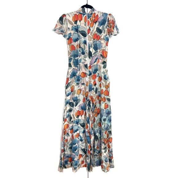 Dolce & Gabbana Jumpsuit Women’s 6 Silk Wide Leg Majolica Water Color Print - Picture 2 of 10